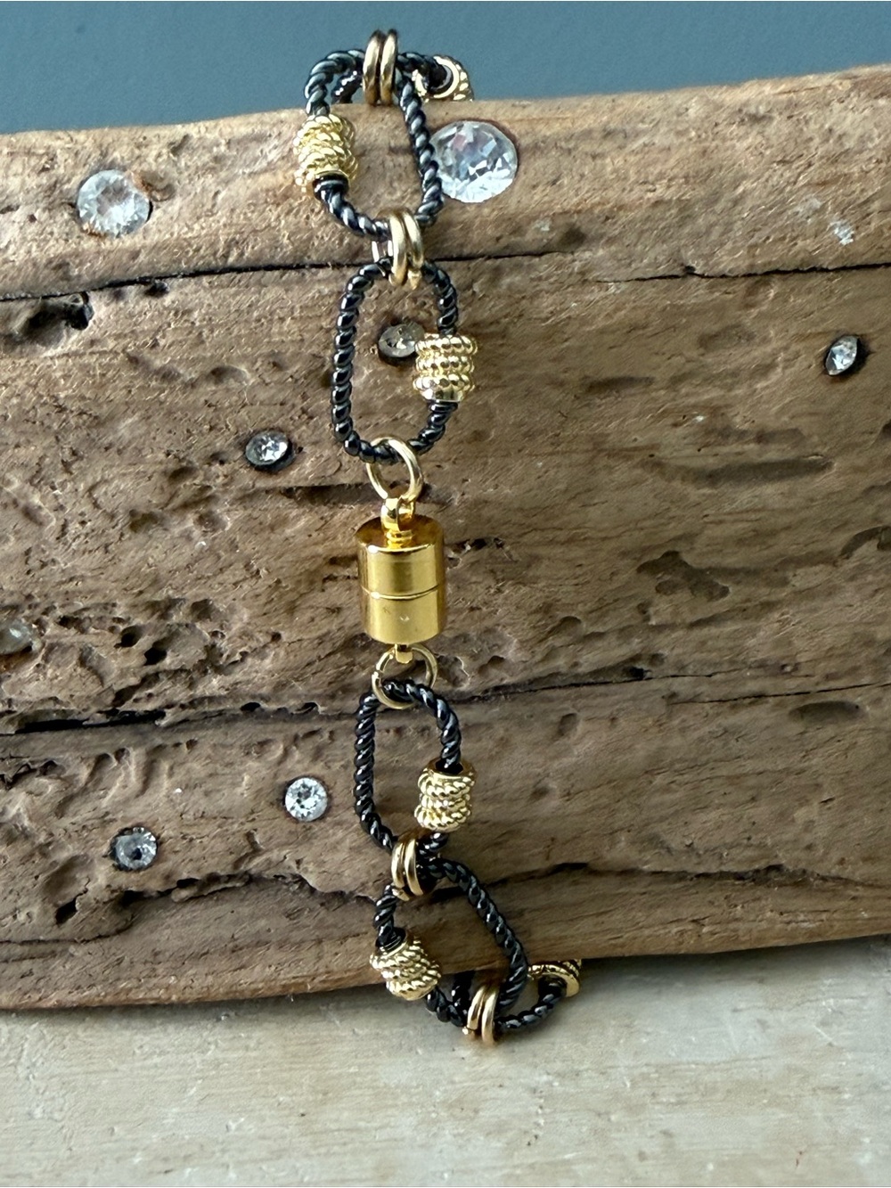 Handcrafted Gunmetal & 18k Gold plated Bracelet